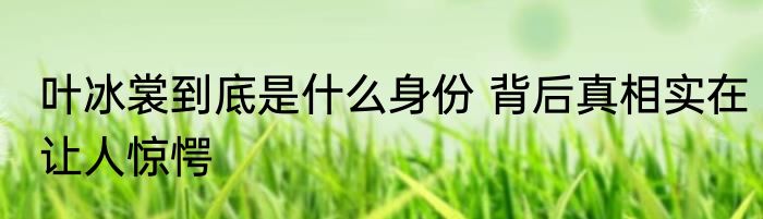 叶冰裳到底是什么身份 背后真相实在让人惊愕