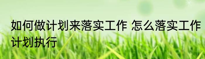 如何做计划来落实工作 怎么落实工作计划执行