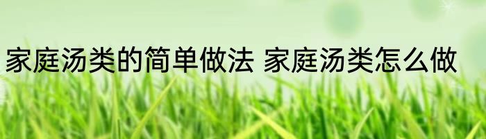 家庭汤类的简单做法 家庭汤类怎么做
