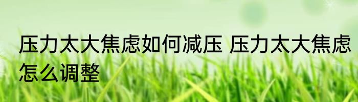 压力太大焦虑如何减压 压力太大焦虑怎么调整