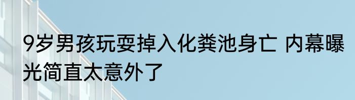 9岁男孩玩耍掉入化粪池身亡 内幕曝光简直太意外了