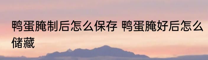 鸭蛋腌制后怎么保存 鸭蛋腌好后怎么储藏