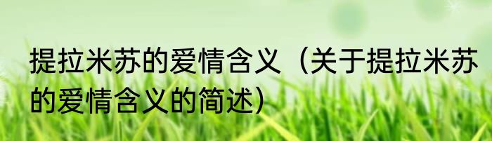 提拉米苏的爱情含义（关于提拉米苏的爱情含义的简述）