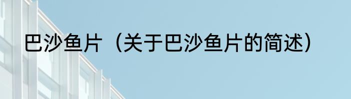 巴沙鱼片（关于巴沙鱼片的简述）