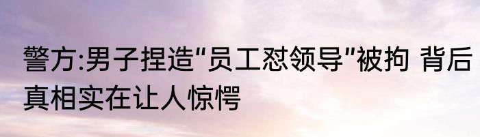 警方:男子捏造“员工怼领导”被拘 背后真相实在让人惊愕