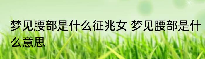 梦见腰部是什么征兆女 梦见腰部是什么意思