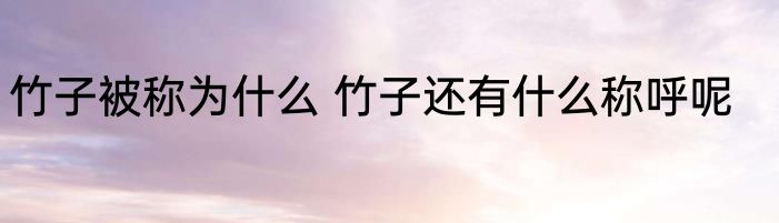 竹子被称为什么 竹子还有什么称呼呢
