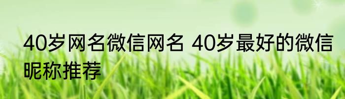 40岁网名微信网名 40岁最好的微信昵称推荐