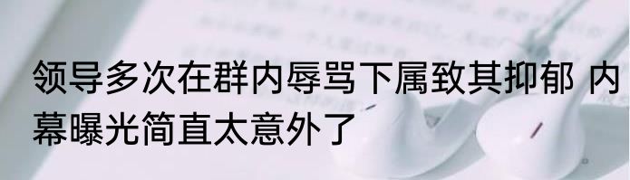 领导多次在群内辱骂下属致其抑郁 内幕曝光简直太意外了
