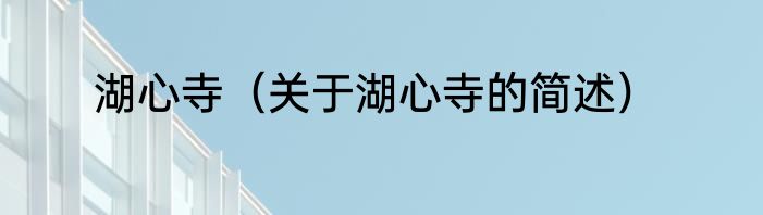 湖心寺（关于湖心寺的简述）