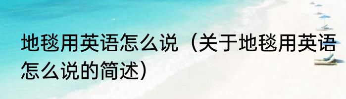 地毯用英语怎么说（关于地毯用英语怎么说的简述）