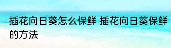 插花向日葵怎么保鲜 插花向日葵保鲜的方法