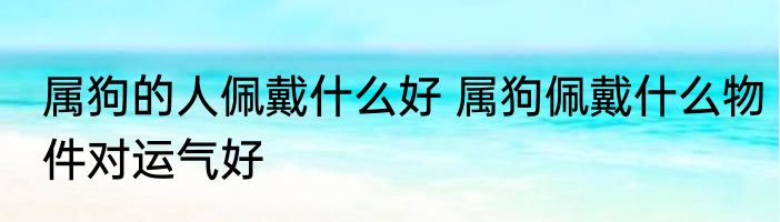 属狗的人佩戴什么好 属狗佩戴什么物件对运气好
