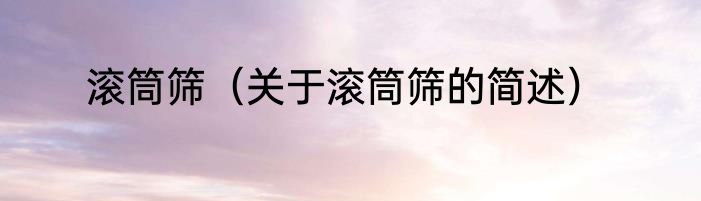 滚筒筛（关于滚筒筛的简述）
