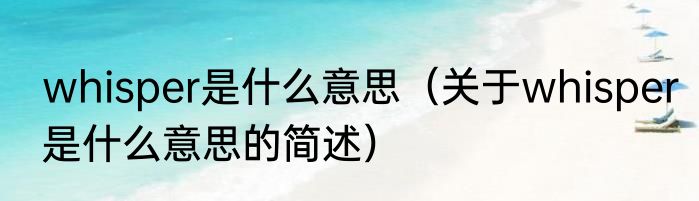 whisper是什么意思（关于whisper是什么意思的简述）