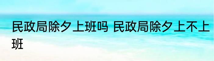 民政局除夕上班吗 民政局除夕上不上班