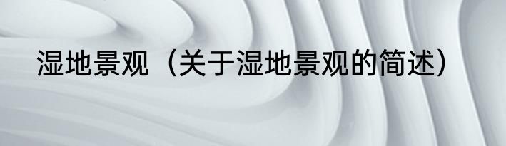 湿地景观（关于湿地景观的简述）