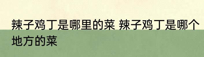 辣子鸡丁是哪里的菜 辣子鸡丁是哪个地方的菜