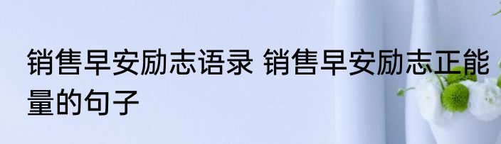 销售早安励志语录 销售早安励志正能量的句子
