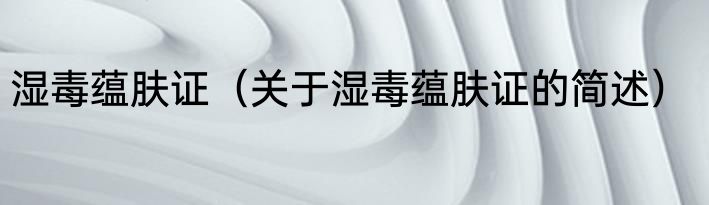 湿毒蕴肤证（关于湿毒蕴肤证的简述）