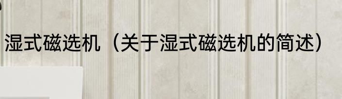 湿式磁选机（关于湿式磁选机的简述）