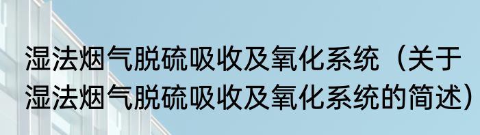 湿法烟气脱硫吸收及氧化系统（关于湿法烟气脱硫吸收及氧化系统的简述）