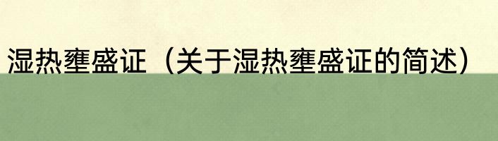 湿热壅盛证（关于湿热壅盛证的简述）