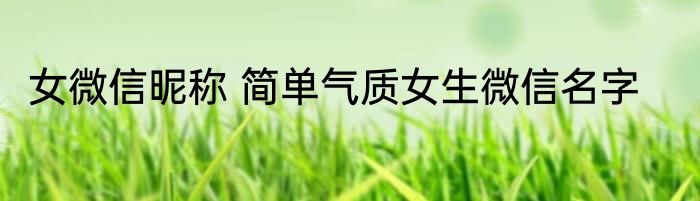 女微信昵称 简单气质女生微信名字