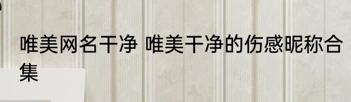 唯美网名干净 唯美干净的伤感昵称合集