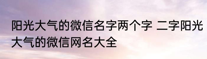阳光大气的微信名字两个字 二字阳光大气的微信网名大全