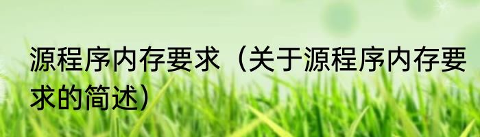 源程序内存要求（关于源程序内存要求的简述）