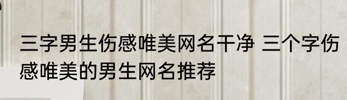三字男生伤感唯美网名干净 三个字伤感唯美的男生网名推荐