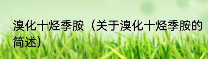 溴化十烃季胺（关于溴化十烃季胺的简述）