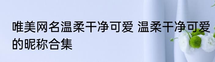 唯美网名温柔干净可爱 温柔干净可爱的昵称合集