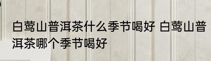 白莺山普洱茶什么季节喝好 白莺山普洱茶哪个季节喝好