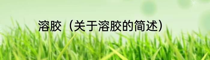溶胶（关于溶胶的简述）