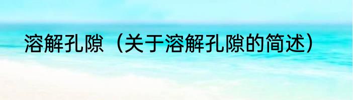 溶解孔隙（关于溶解孔隙的简述）