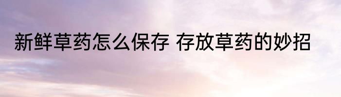新鲜草药怎么保存 存放草药的妙招