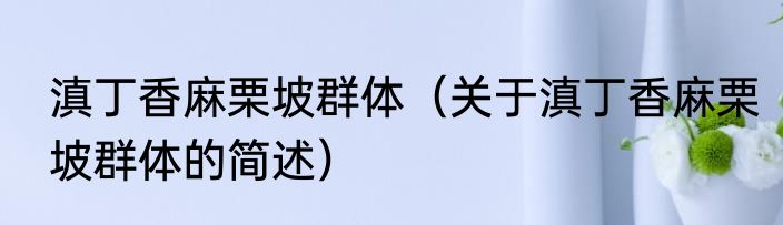 滇丁香麻栗坡群体（关于滇丁香麻栗坡群体的简述）