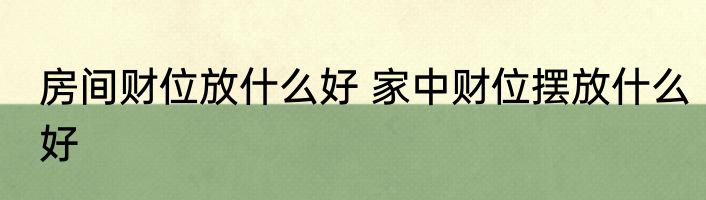 房间财位放什么好 家中财位摆放什么好