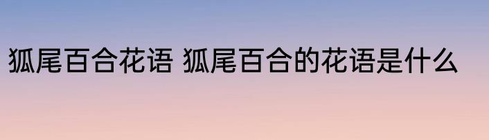 狐尾百合花语 狐尾百合的花语是什么
