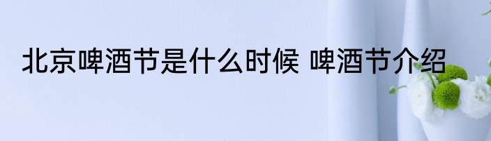 北京啤酒节是什么时候 啤酒节介绍