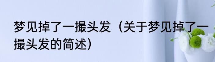 梦见掉了一撮头发（关于梦见掉了一撮头发的简述）