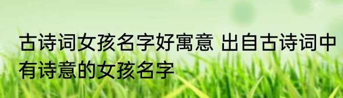 古诗词女孩名字好寓意 出自古诗词中有诗意的女孩名字