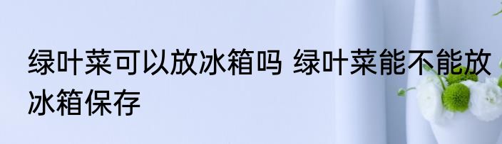 绿叶菜可以放冰箱吗 绿叶菜能不能放冰箱保存