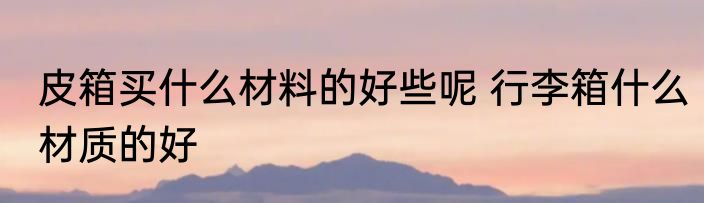 皮箱买什么材料的好些呢 行李箱什么材质的好