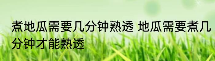 煮地瓜需要几分钟熟透 地瓜需要煮几分钟才能熟透