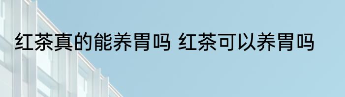 红茶真的能养胃吗 红茶可以养胃吗