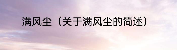 满风尘（关于满风尘的简述）