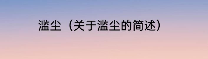 滥尘（关于滥尘的简述）